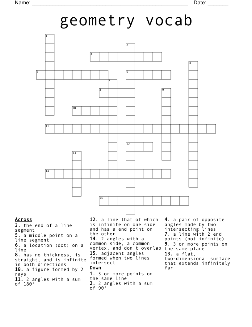 geometry vocab Crossword