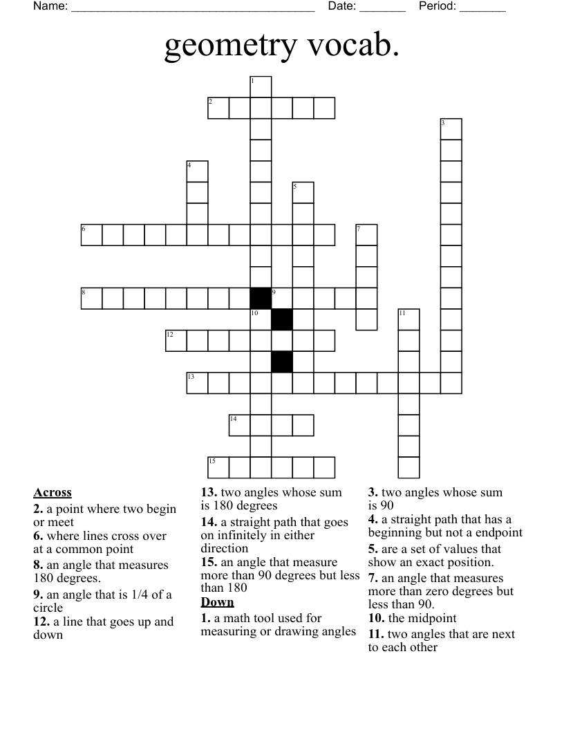 geometry vocab. Crossword