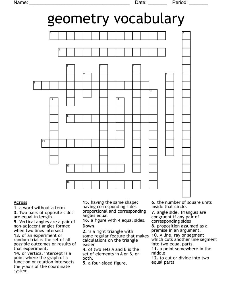 geometry vocabulary Crossword