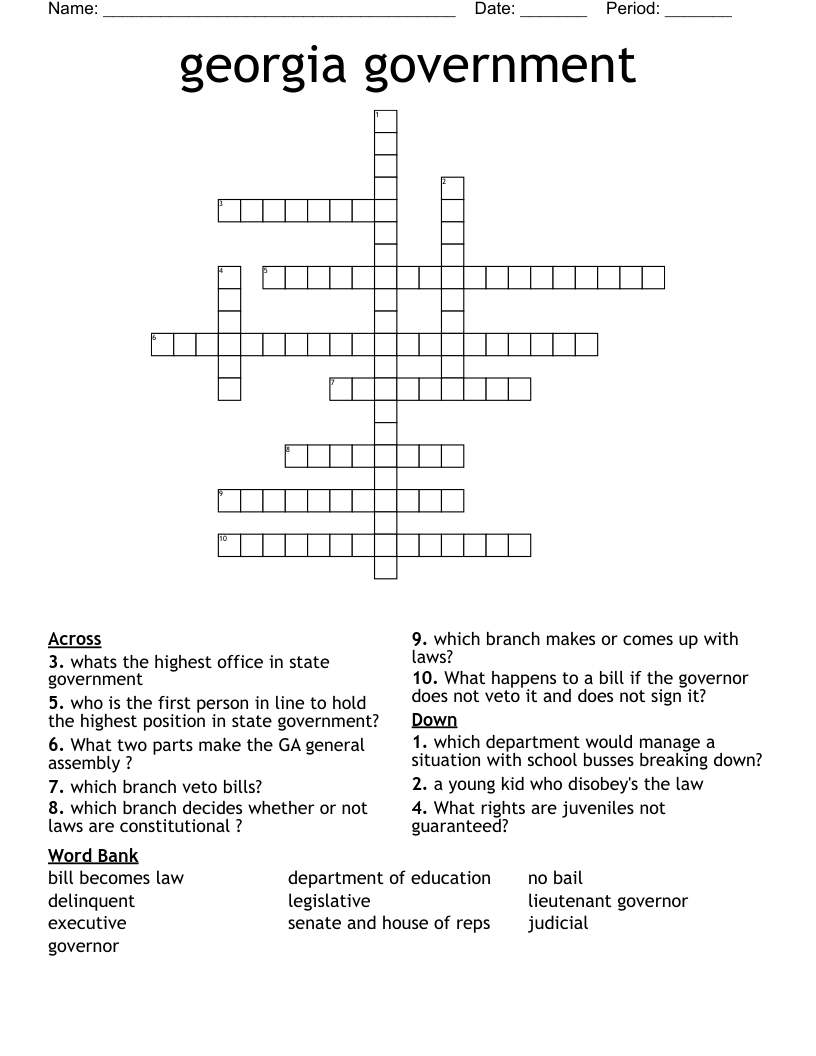 georgia government Crossword