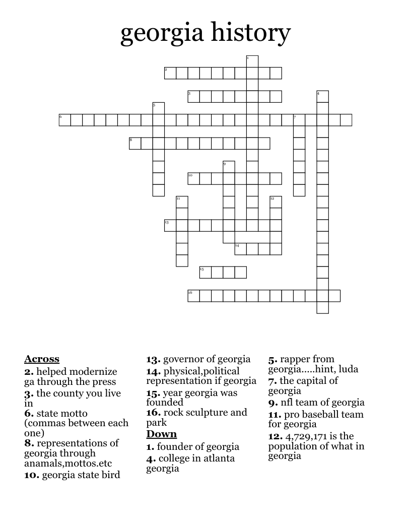 georgia history Crossword