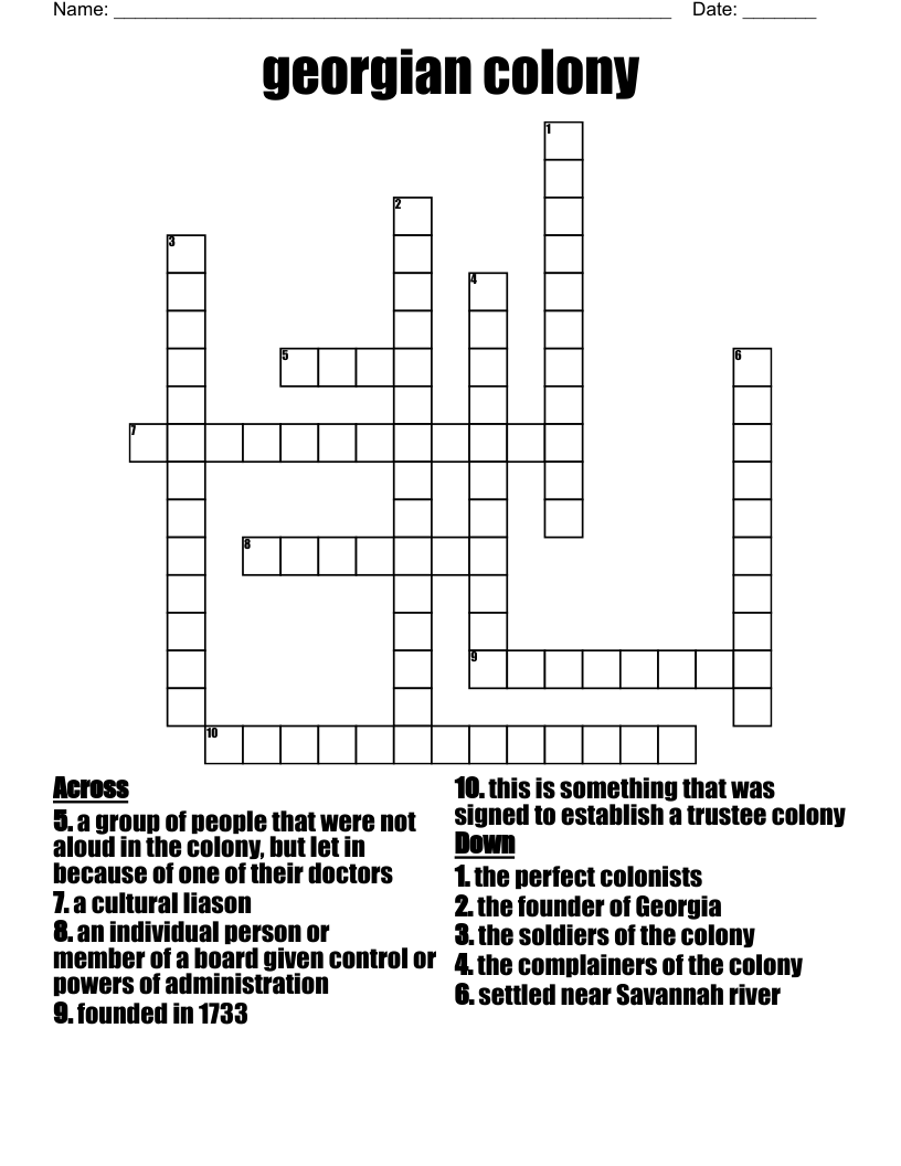 georgian colony Crossword