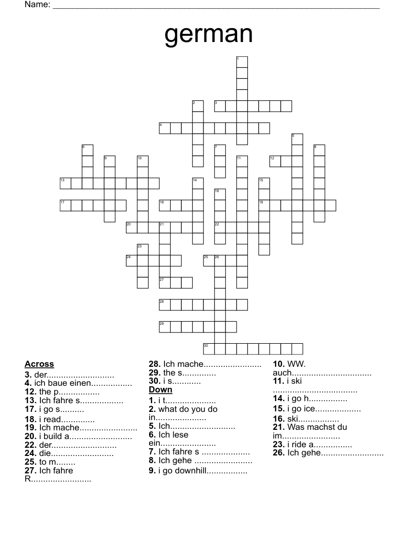 german Crossword
