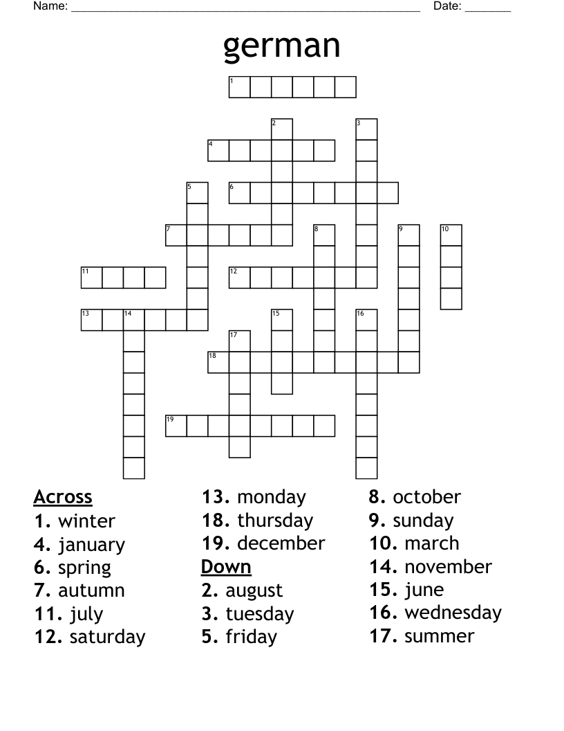 german Crossword