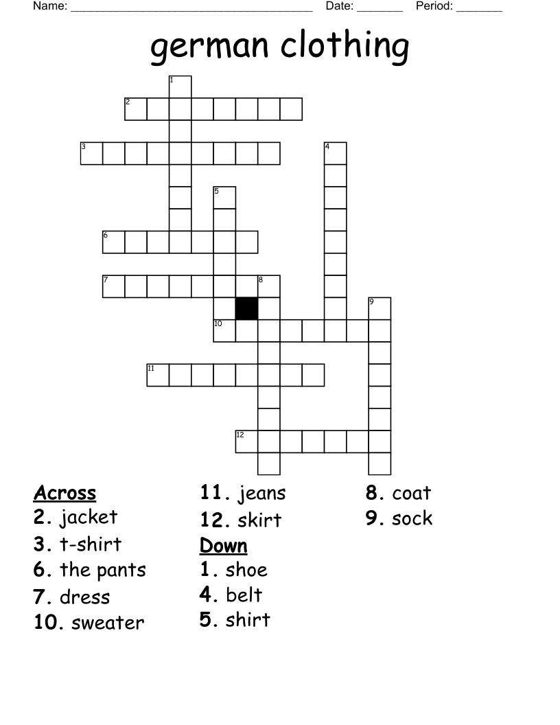 german clothing Crossword