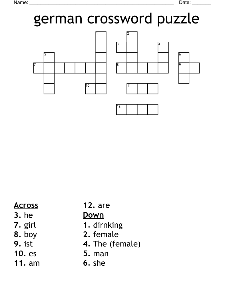 german crossword puzzle