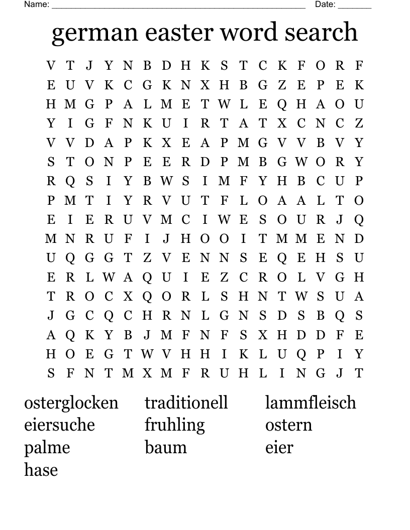 german easter word search