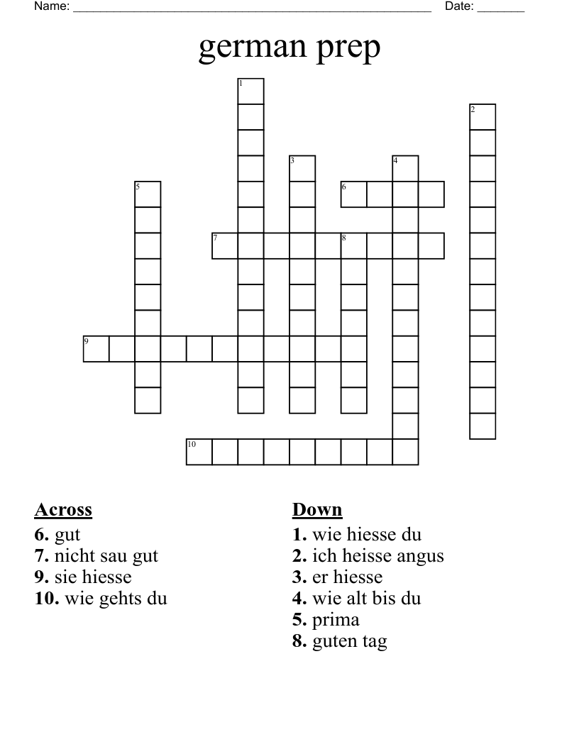 german prep Crossword