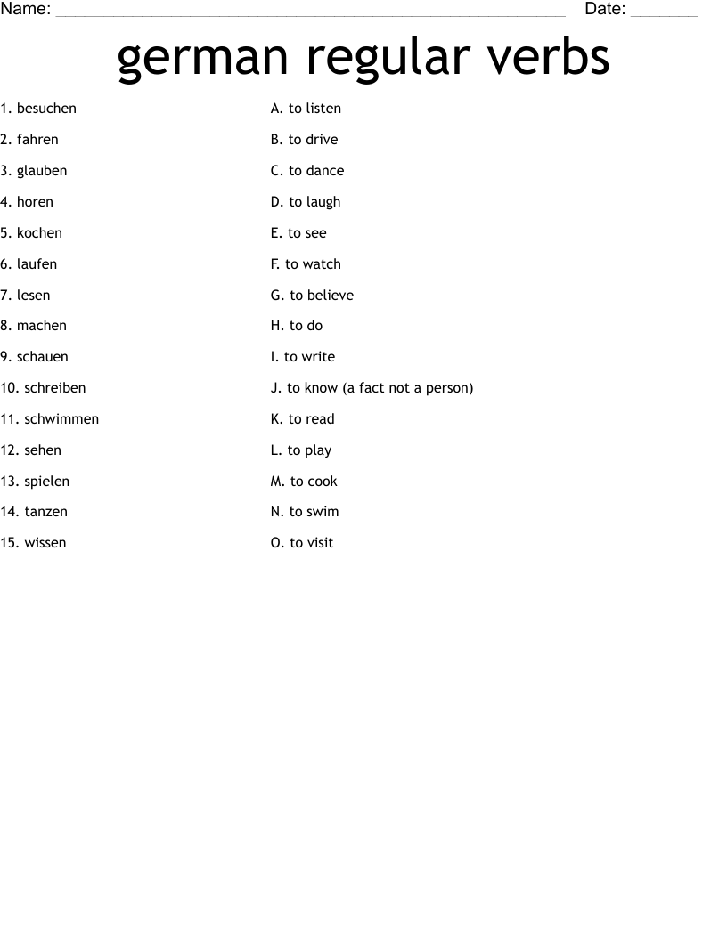 german regular verbs Worksheet