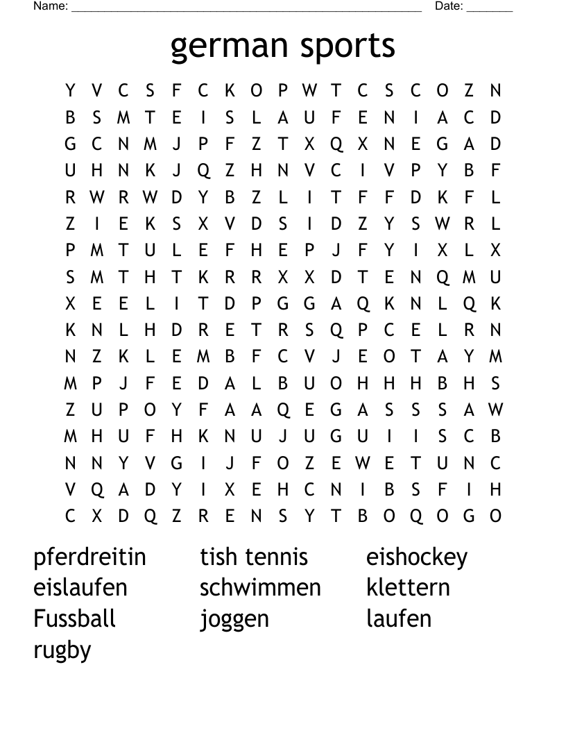 german sports Word Search