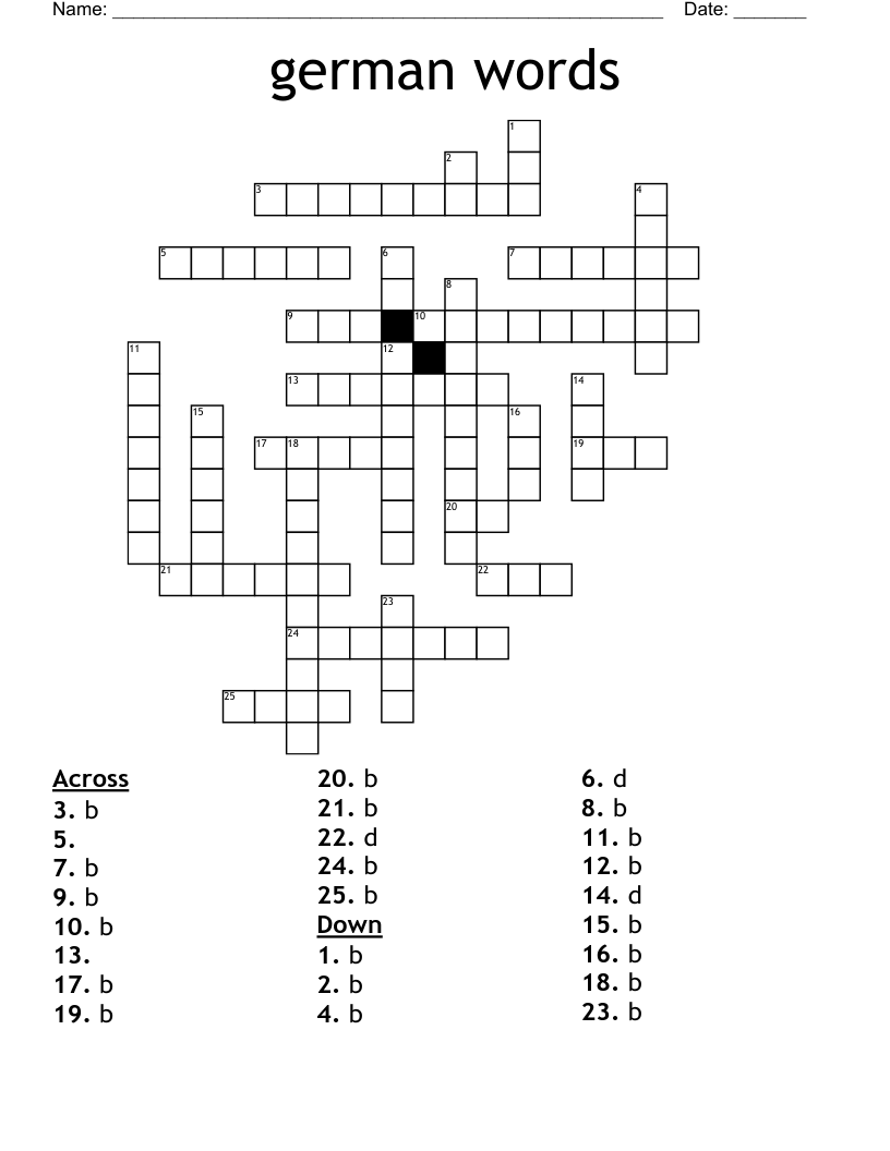 german words Crossword