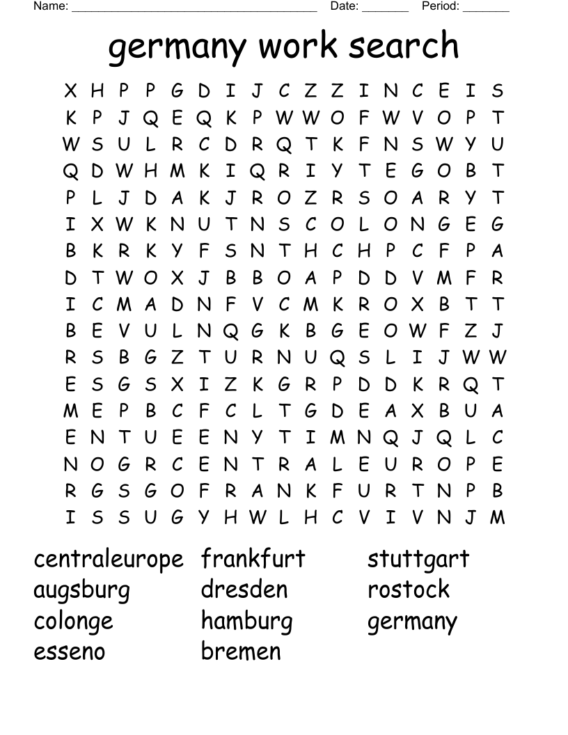 germany work search Word Search