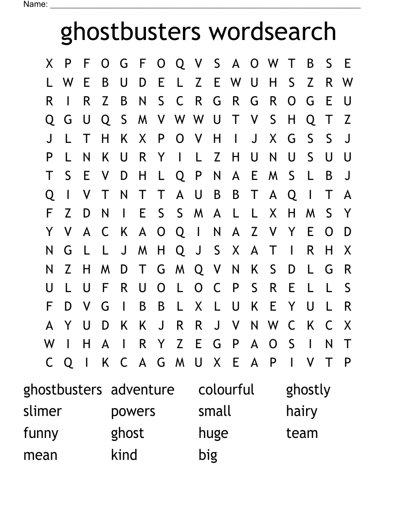 ghostbusters wordsearch