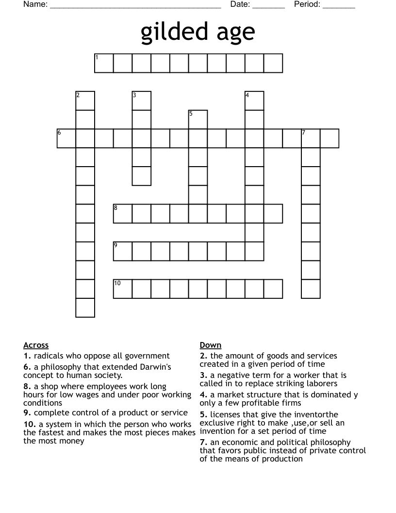 gilded age Crossword