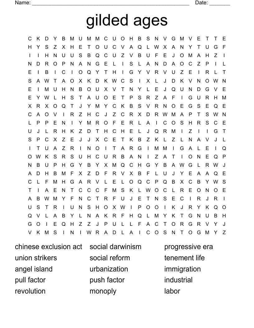 gilded ages  Word Search