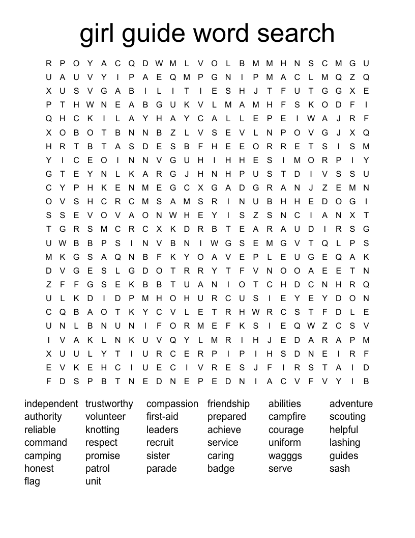 girl guide word search