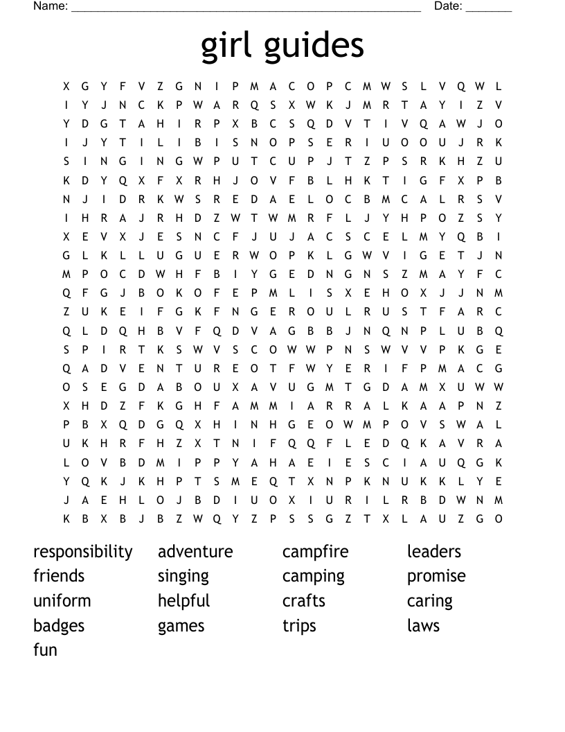 girl guides Word Search