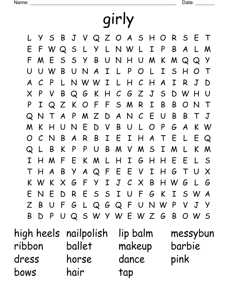 girly Word Search