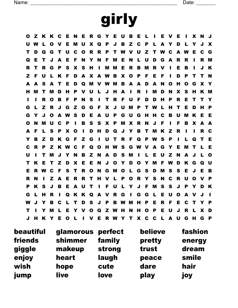girly  Word Search