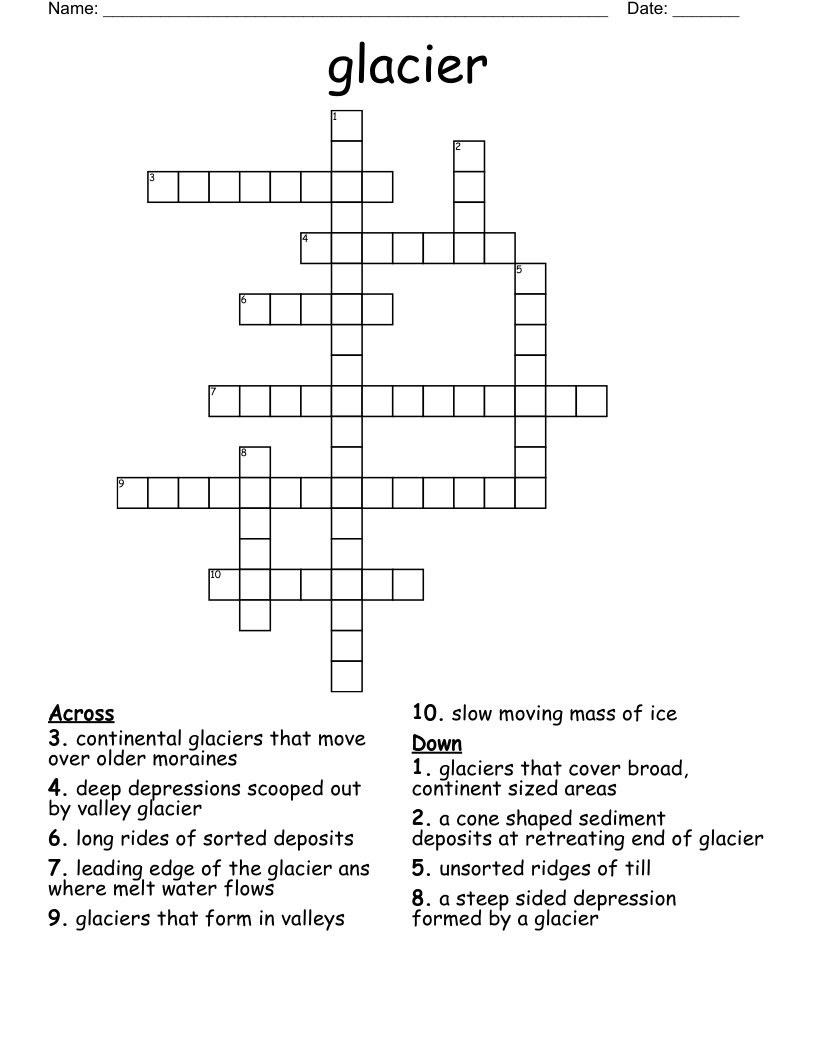 glacier Crossword