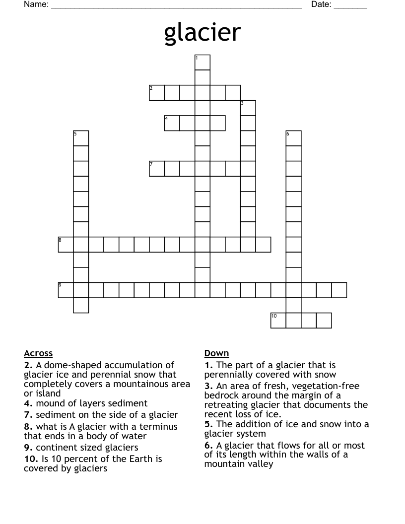 glacier  Crossword