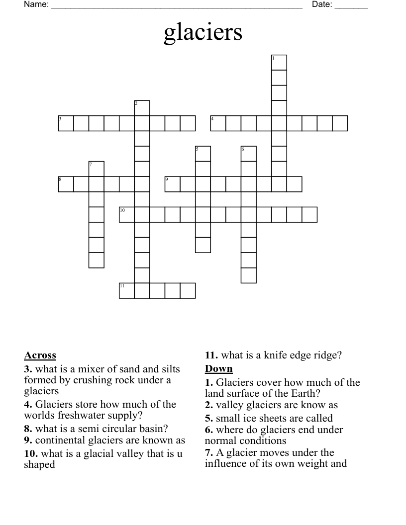 glaciers  Crossword