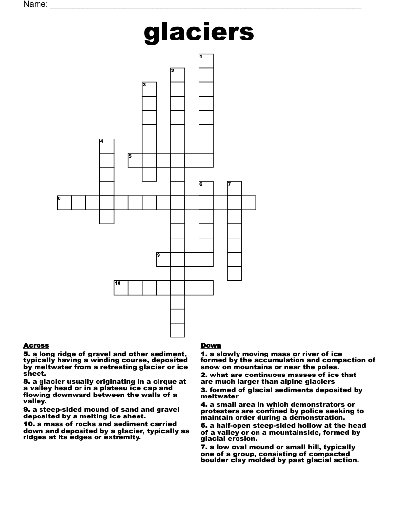 glaciers  Crossword
