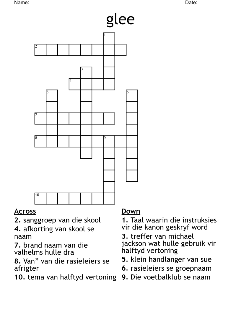 glee Crossword