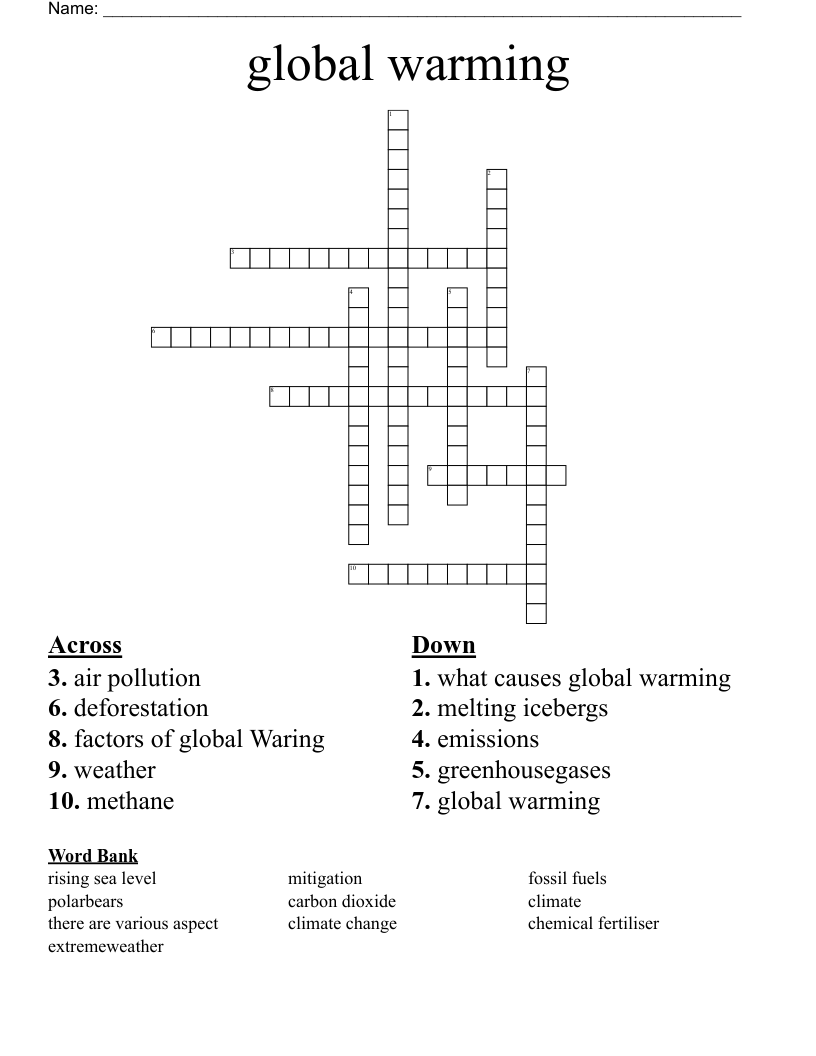 global warming Crossword