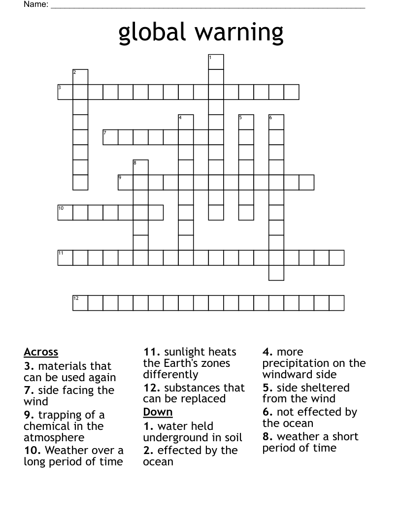 global warning  Crossword
