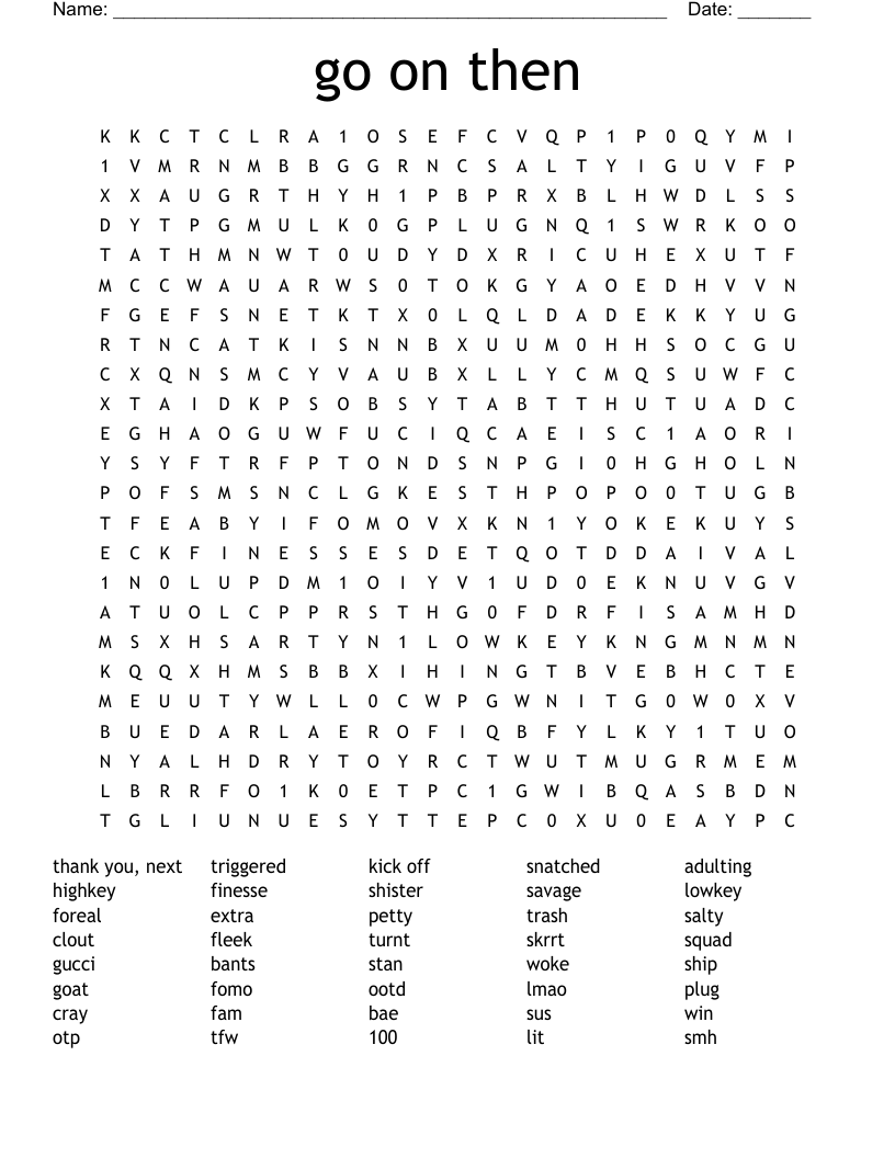 go on then Word Search