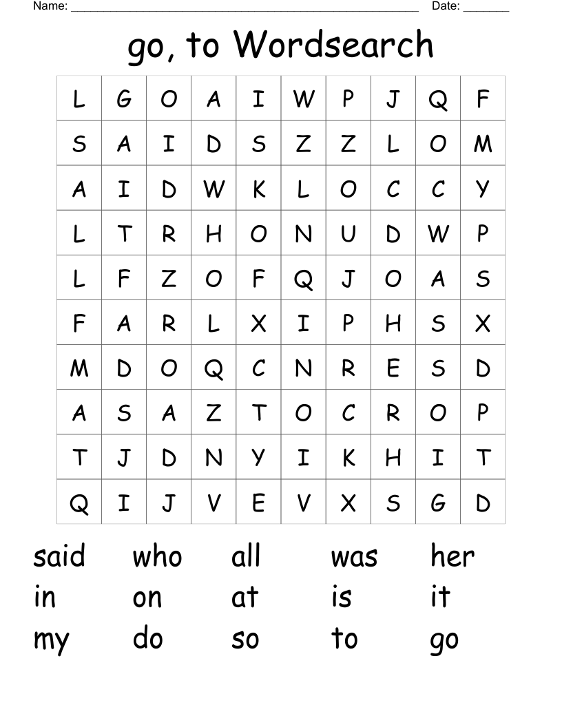 go, to  Wordsearch
