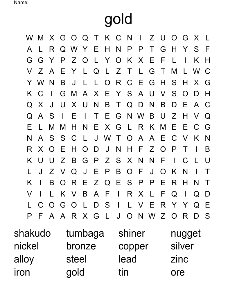 gold Word Search
