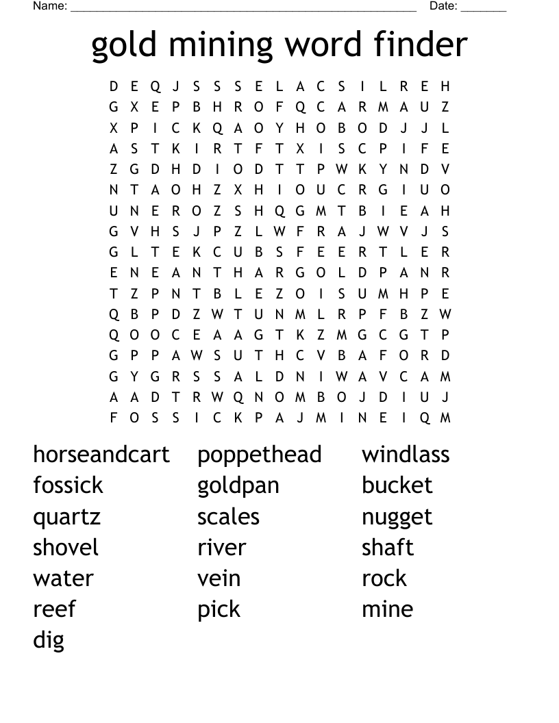 gold mining word finder