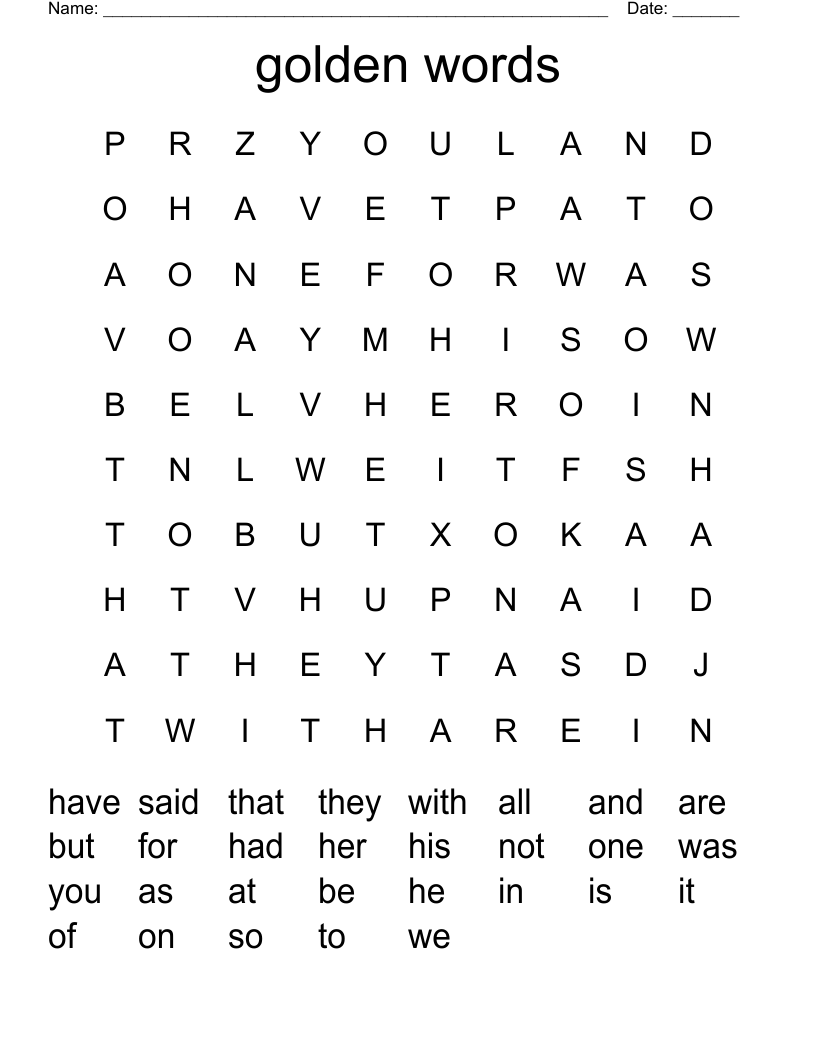 golden words Word Search