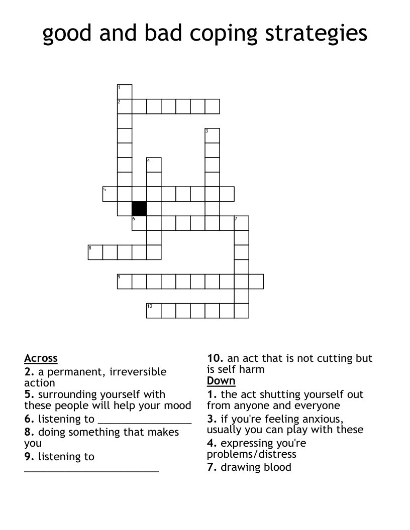 good and bad coping strategies Crossword