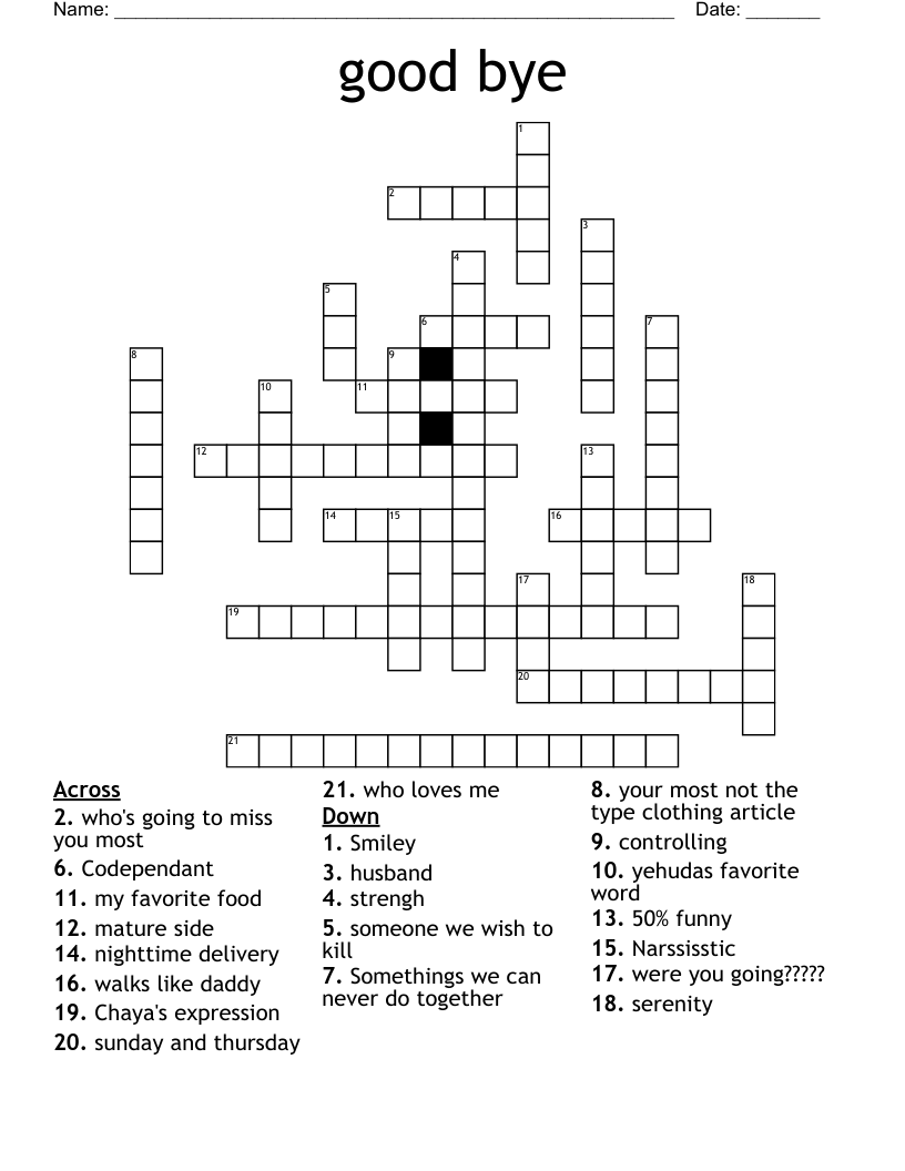 good bye Crossword