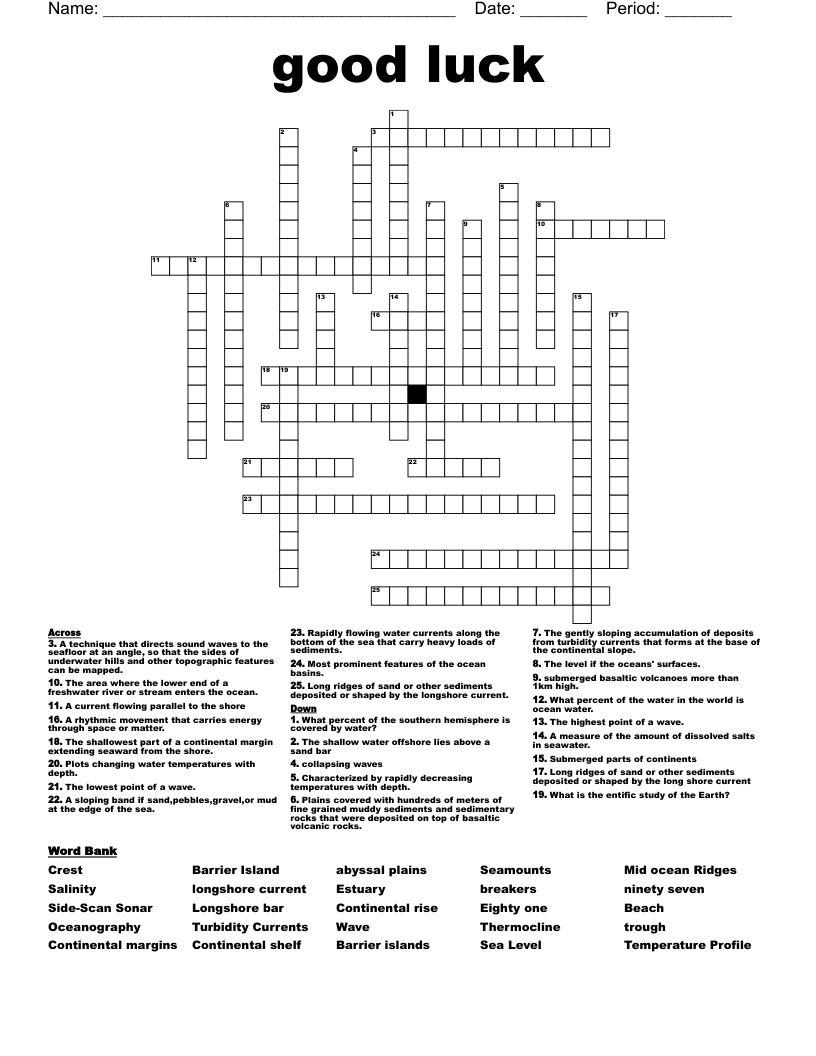 good luck  Crossword