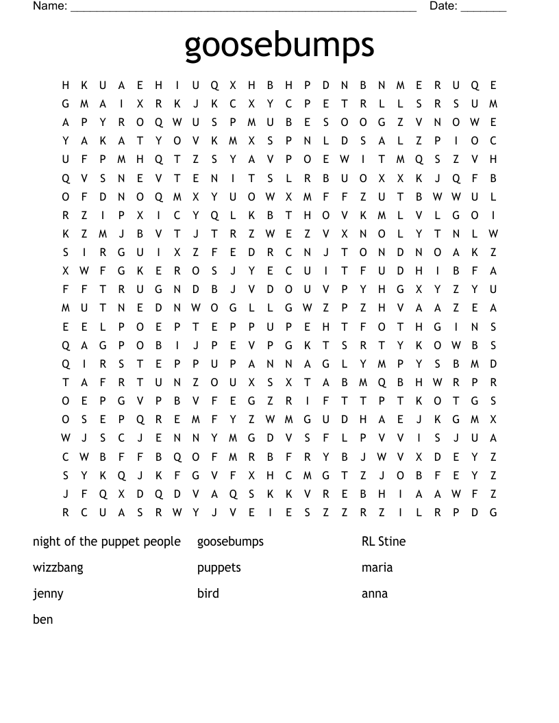goosebumps Word Search