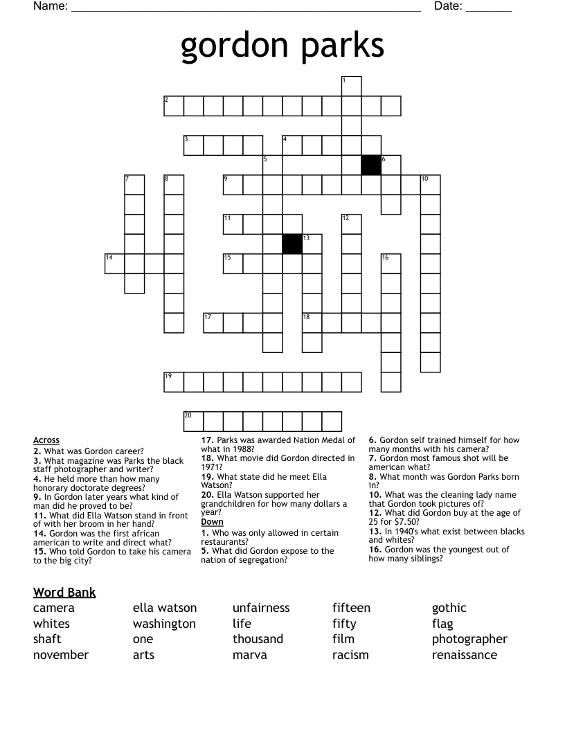 gordon parks Crossword