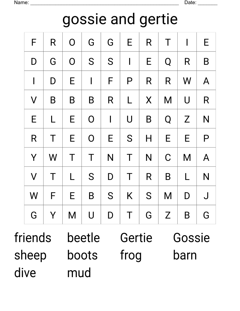 gossie and gertie Word Search