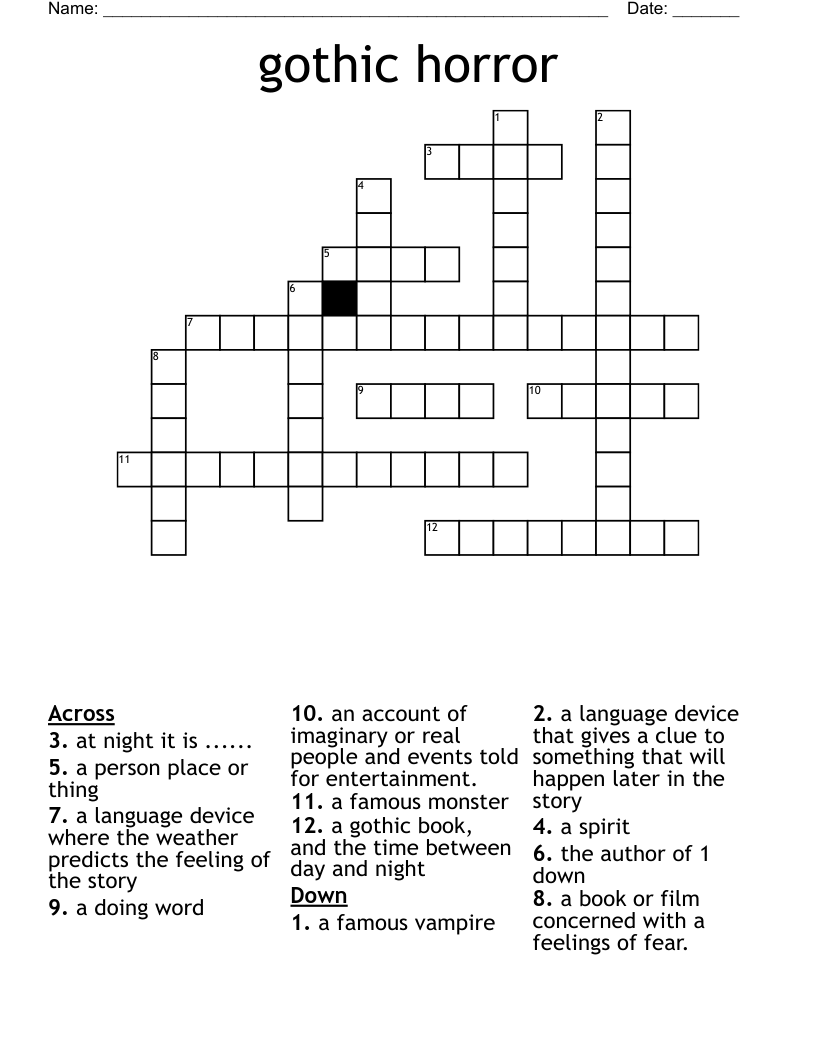 gothic horror Crossword