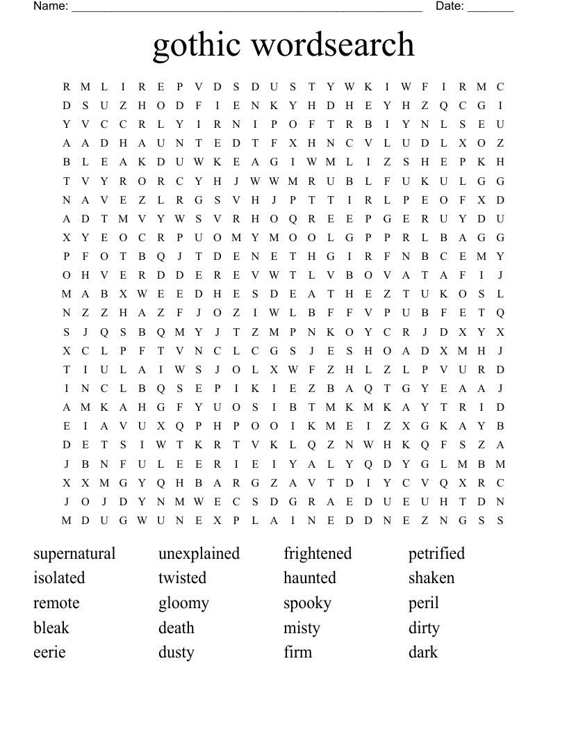 gothic wordsearch