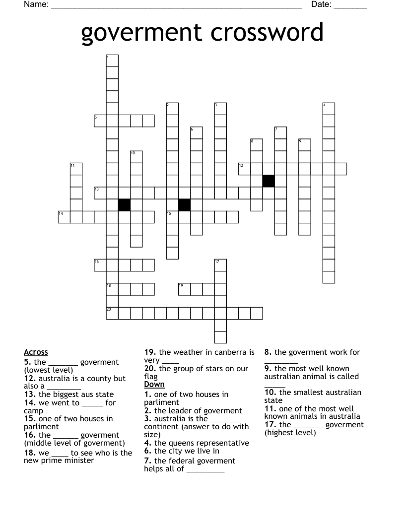 goverment crossword