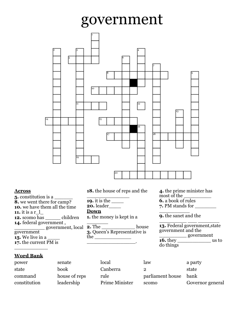 government Crossword