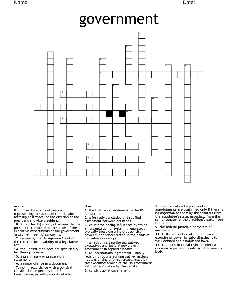 government Crossword