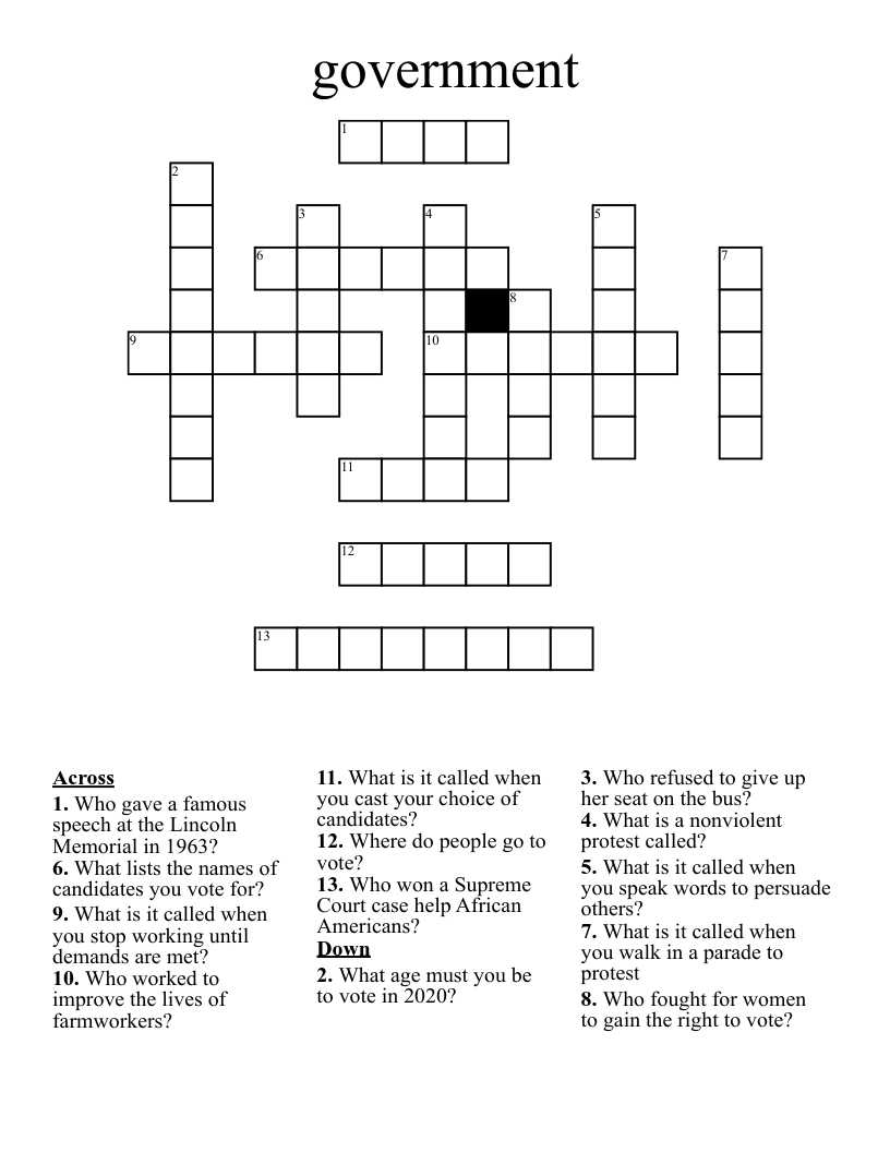 government Crossword