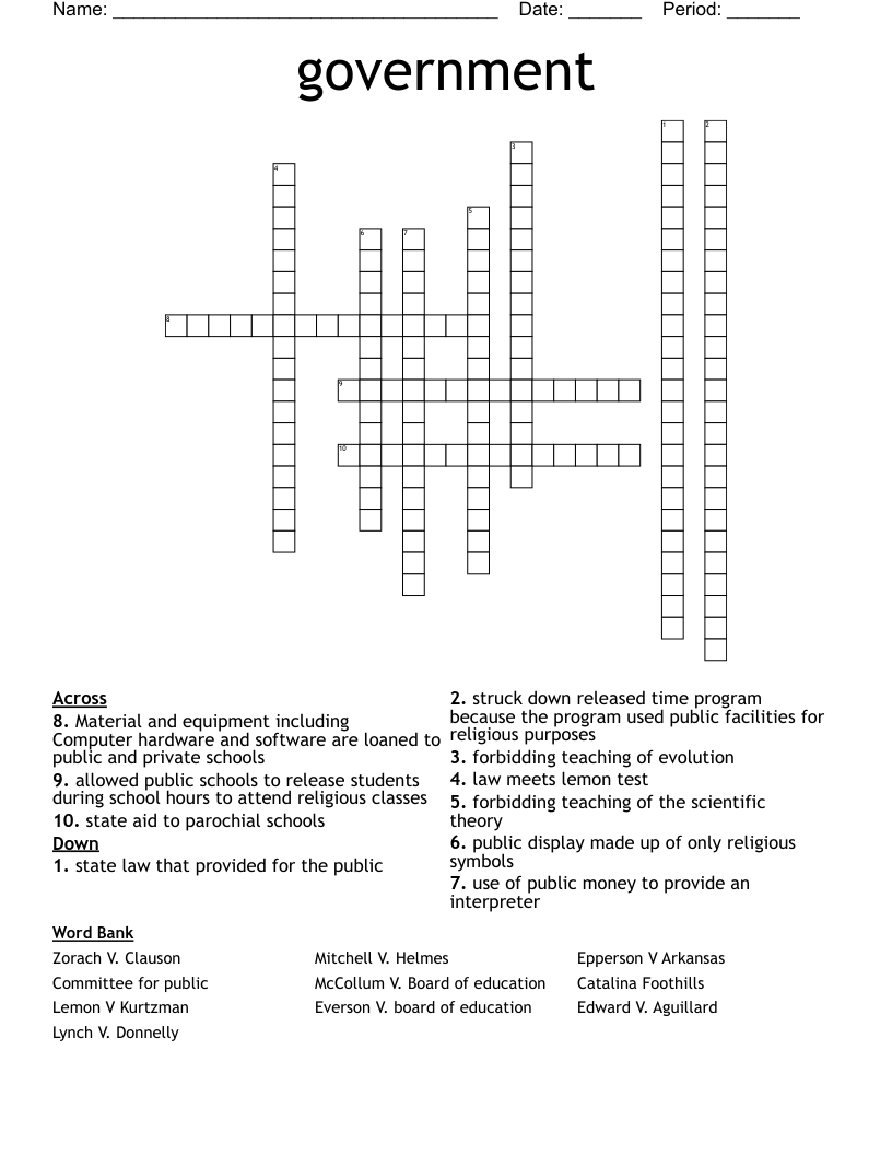 government  Crossword