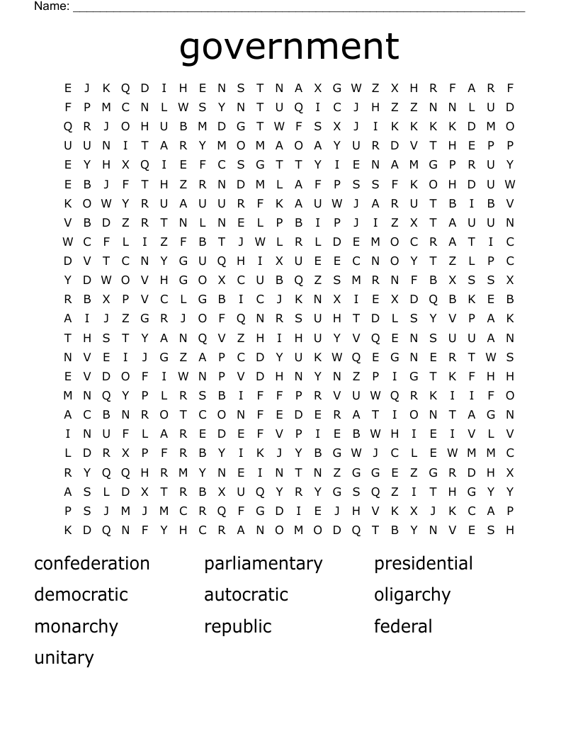government  Word Search