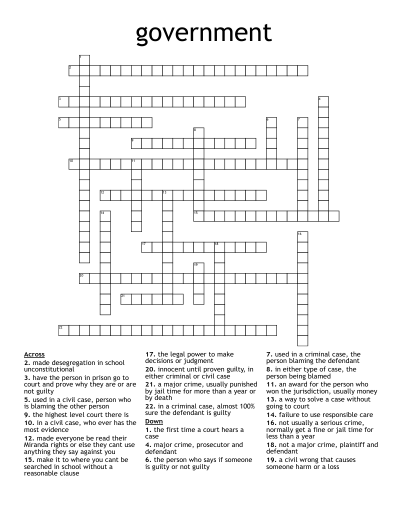 government  Crossword